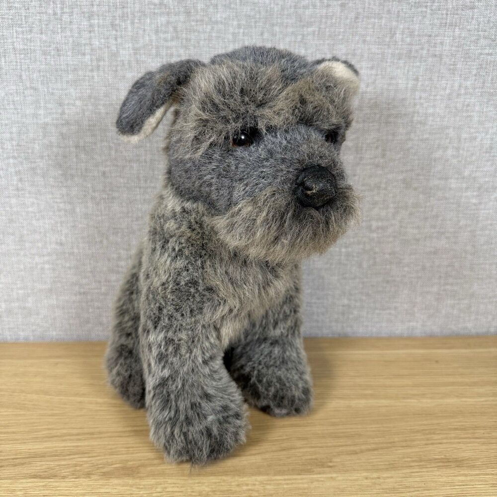 Vintage 1985 Gray Schnauzer Pup Dog Plush Applause Avanti Baby Animals 10”